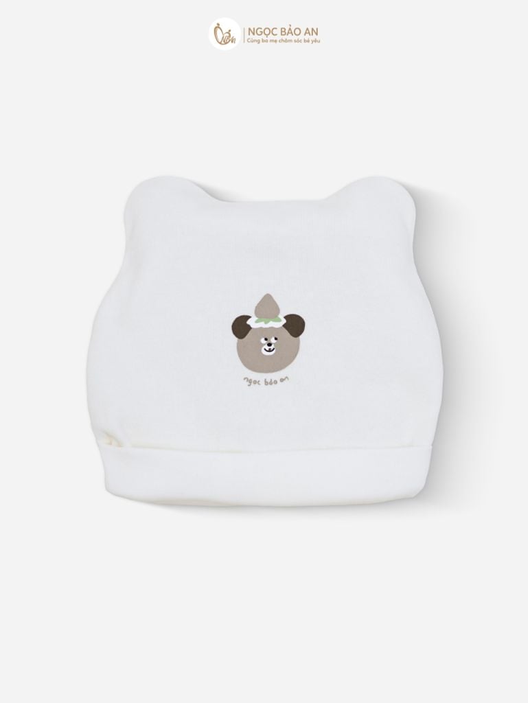 [M&B] Set nón bao tay chân bo cotton sơ sinh gấu dâu