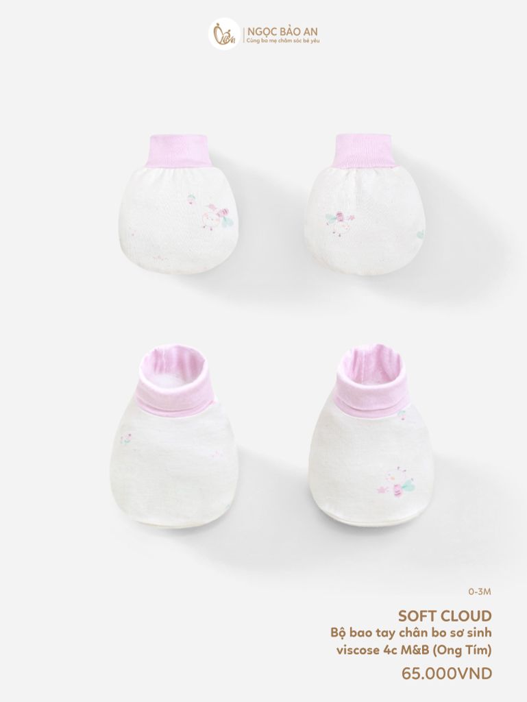 [M&B] Bộ bao tay chân sơ sinh Ong Tím [CBSSVISCOSE]