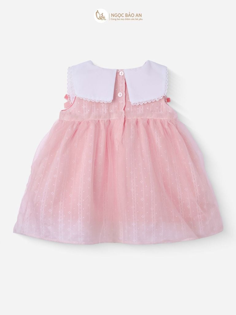 [M&B] BST Pink Girl: Đầm xoè công chúa M&B cotton bé gái (Gấu Hồng)