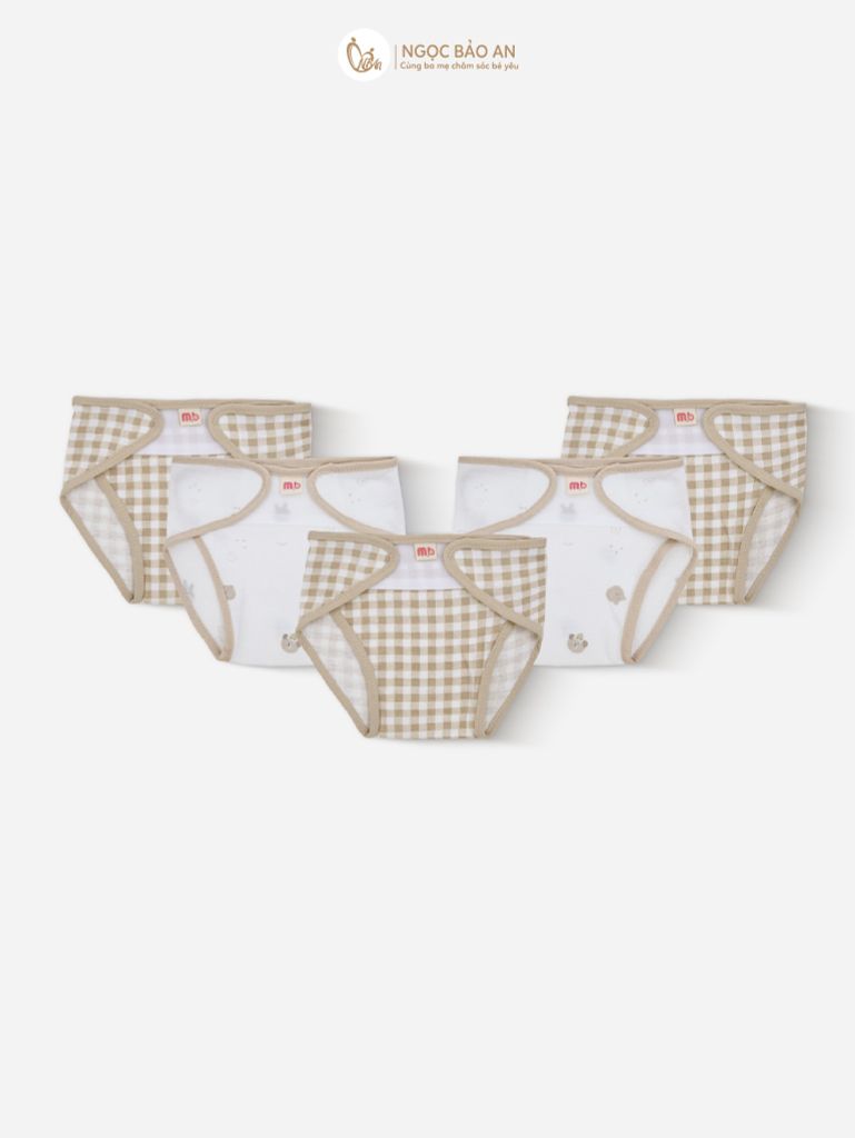 [M&B] Tã dán sơ sinh cotton caro gấu nâu