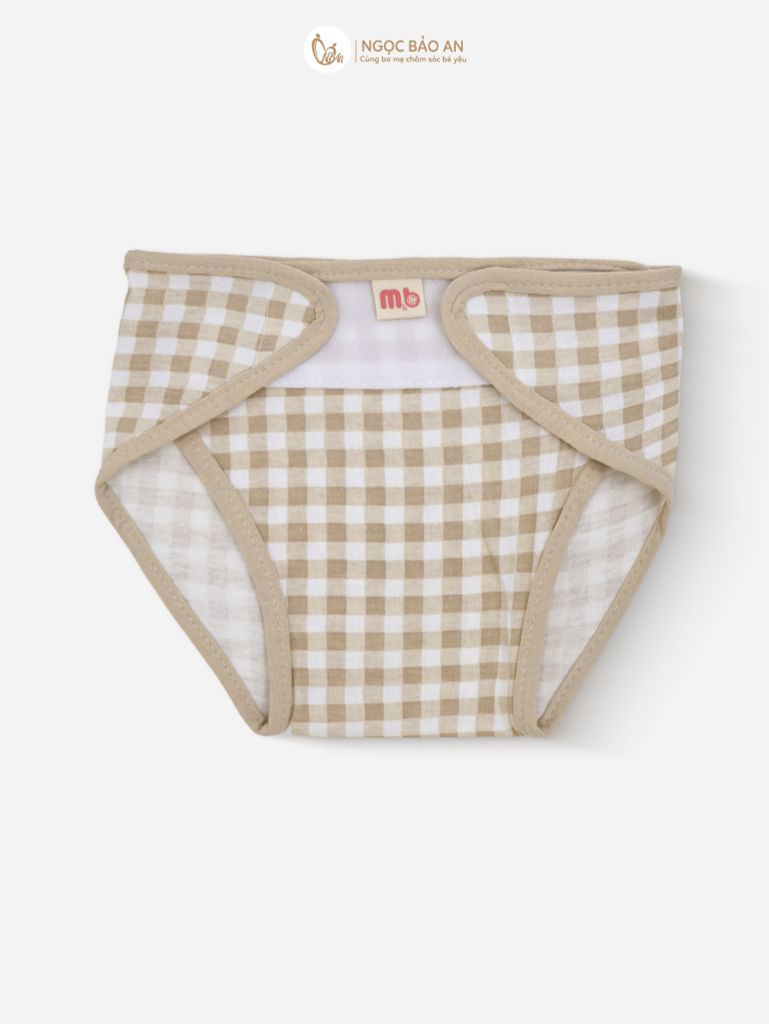 [M&B] Tã dán sơ sinh cotton caro gấu nâu