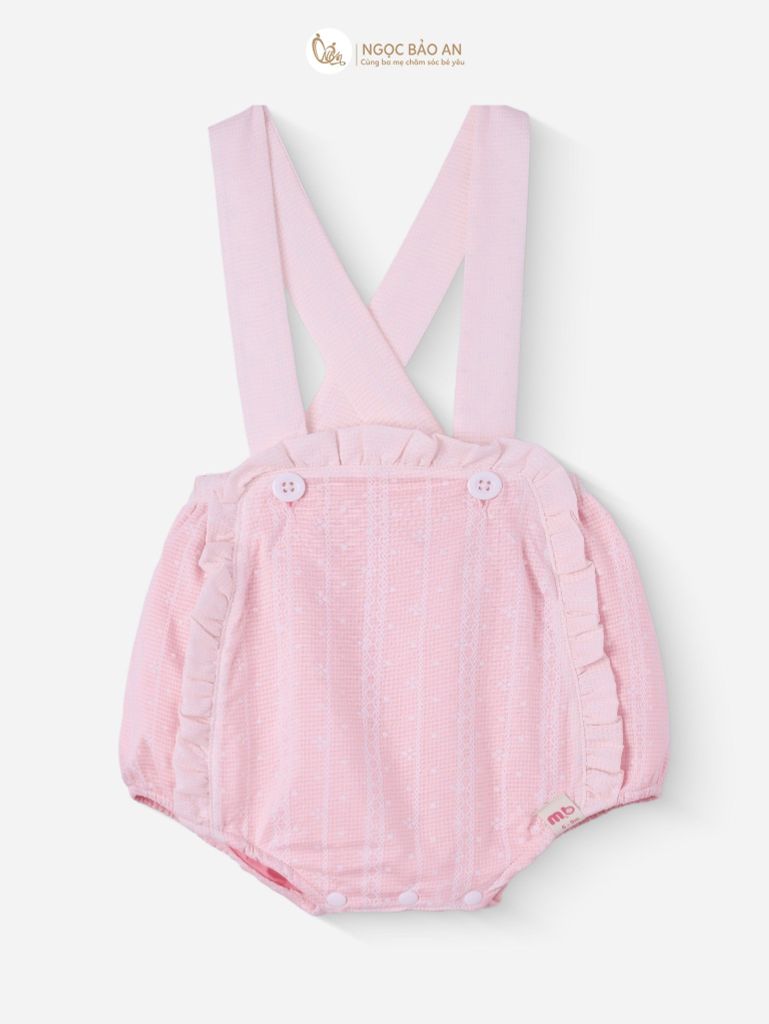 [M&B] BST PINK GIRL: Set áo+yếm bé Gái M&B cotton (Gấu Hồng)