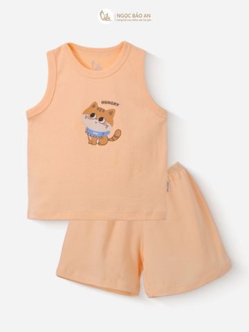 [HONEY] Bộ ngắn sát nách thể thao Honey cho bé (Mèo Cam)