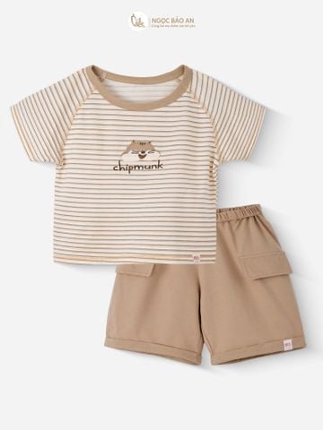 [M&B] BST SÓC: Bộ ngắn bé Trai M&B cotton (Chipmunk sọc nâu)