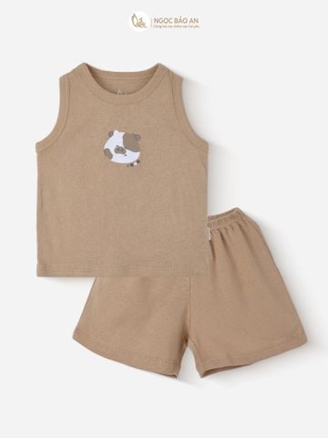 [HONEY] Bộ ngắn sát nách thể thao Honey cho bé (Heo Con Nâu)