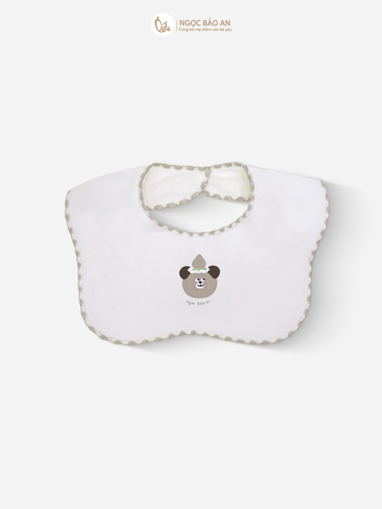 [M&B] Set 2 yếm nút cotton gấu thỏ nâu