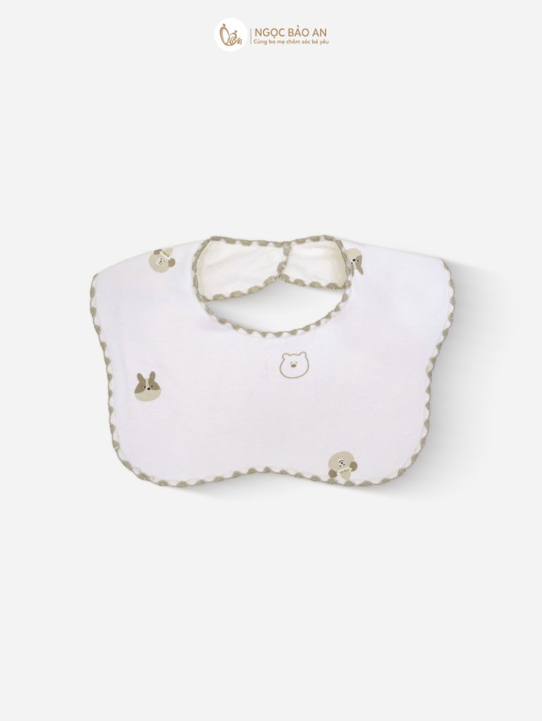 [M&B] Set 2 yếm nút cotton gấu thỏ nâu