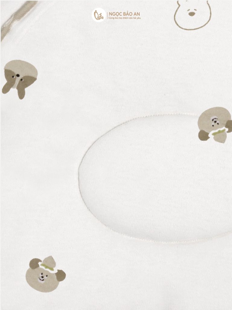 [M&B] Gối nằm cotton hình mặt gấu họa tiết gấu thỏ nâu 24x27cm