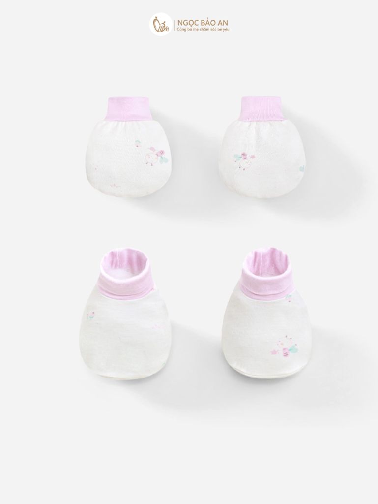 [M&B] Set nón chóp bao tay chân bo sơ sinh Ong Tím (NB-3m) [CBSSVISCOSE]