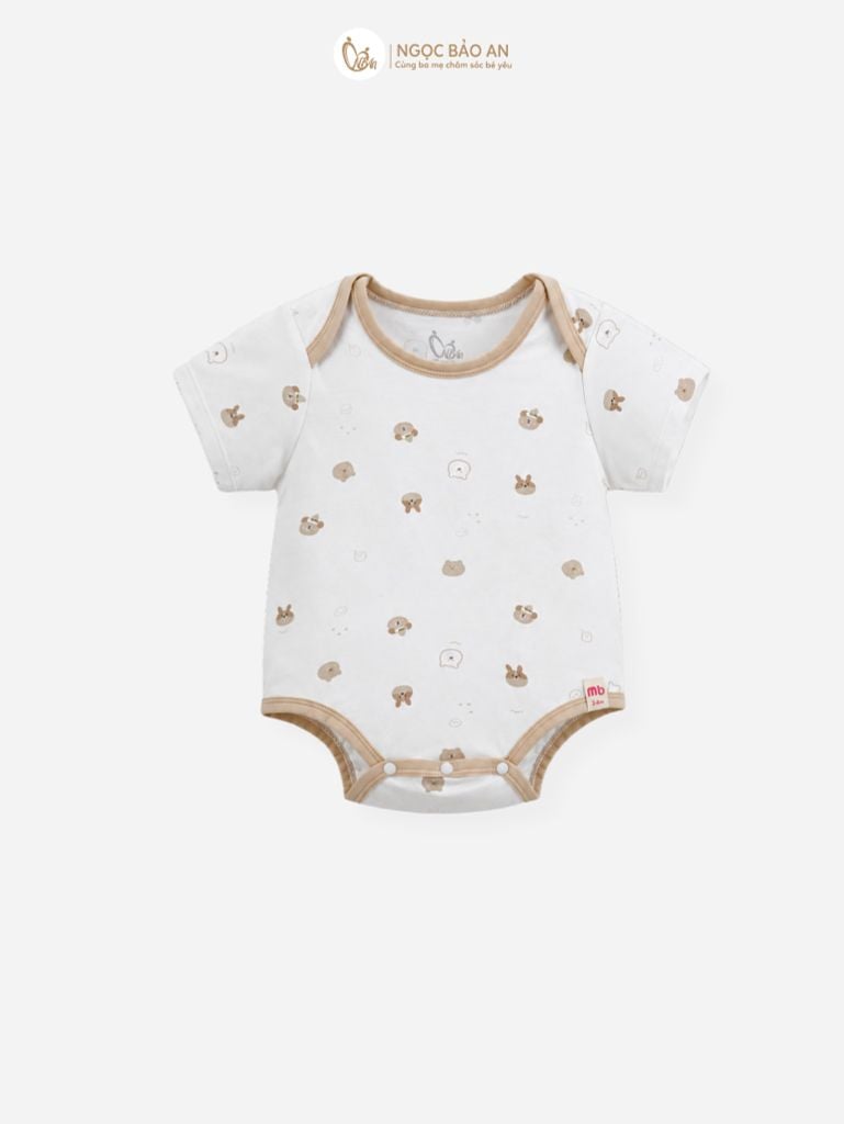 [M&B] Bodychip tay ngắn cotton gấu thỏ nâu