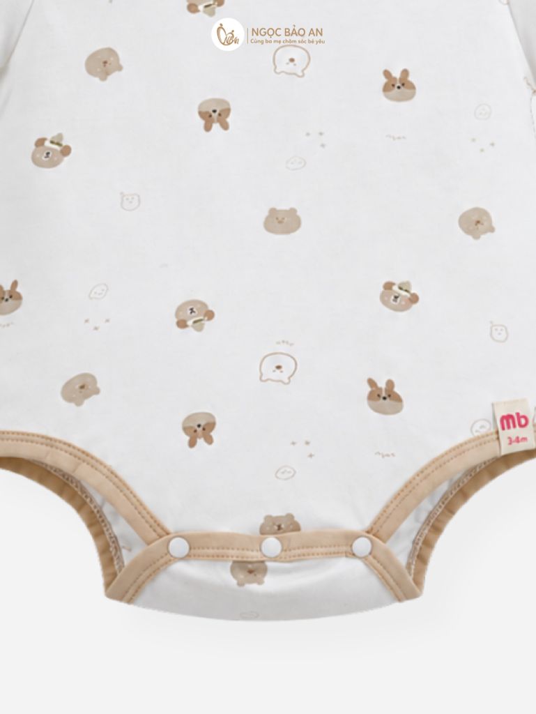 [M&B] Bodychip tay ngắn cotton gấu thỏ nâu