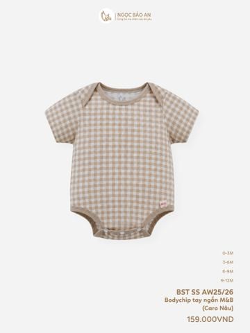 [M&B] Bodychip tay ngắn cotton caro nâu