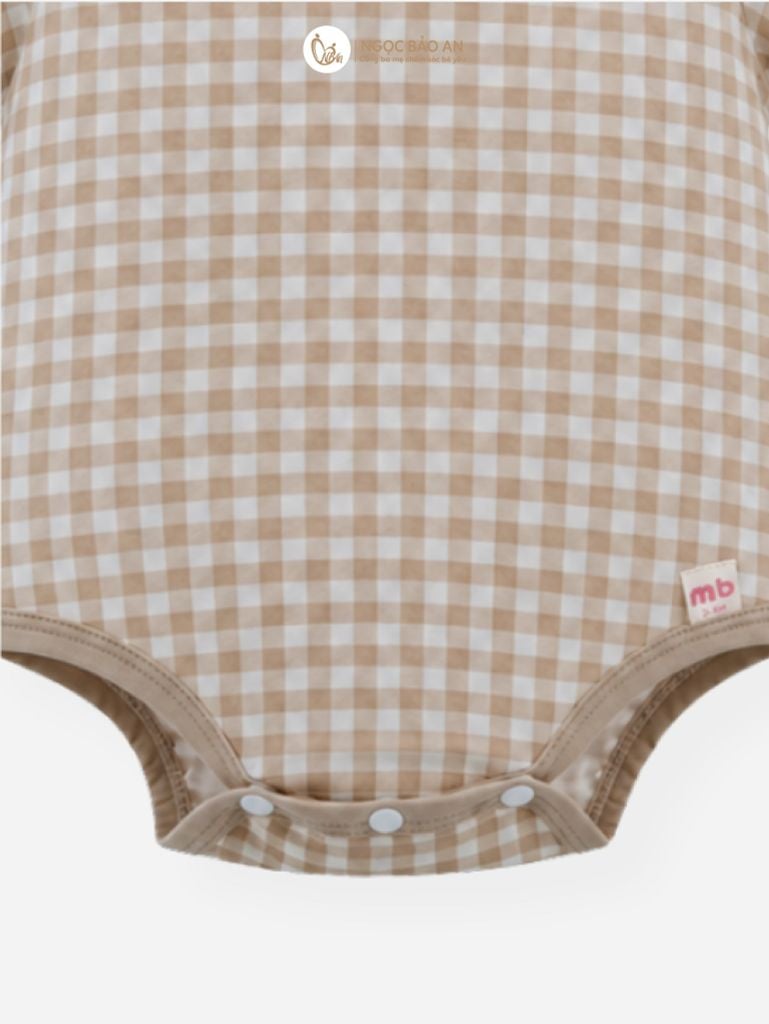 [M&B] Bodychip tay ngắn cotton caro nâu