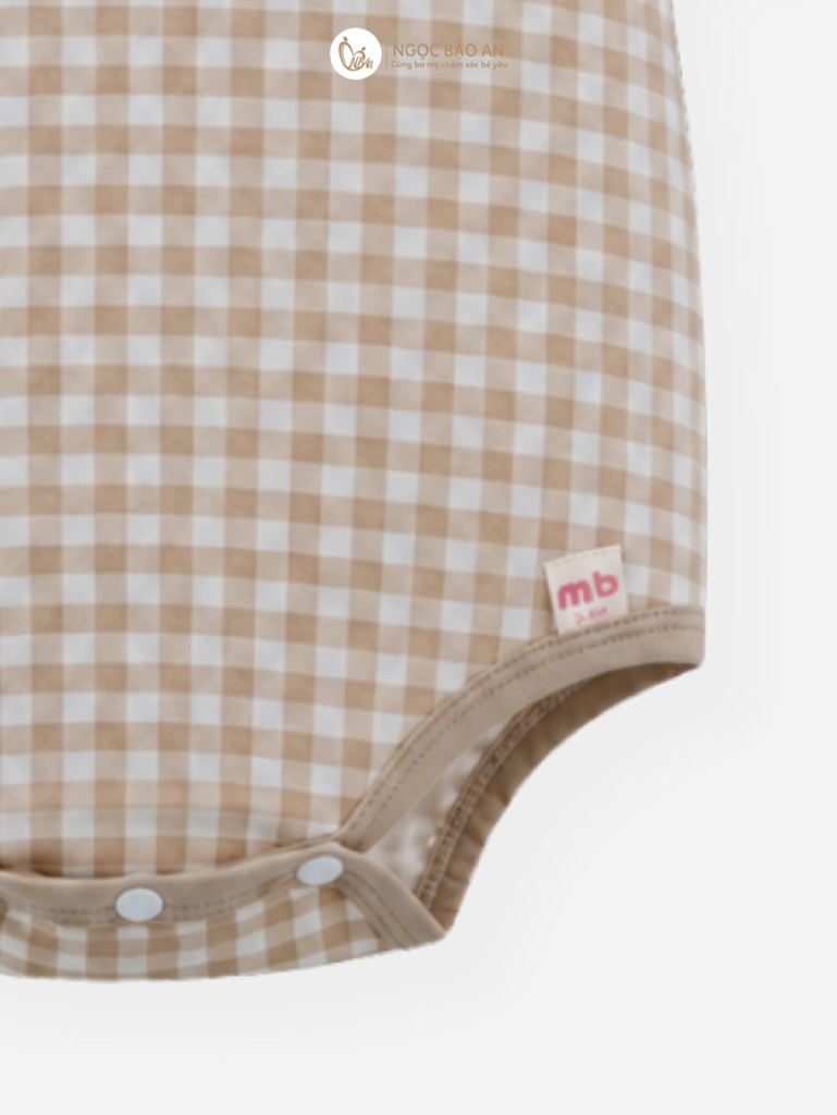 [M&B] Bodychip tay ngắn cotton caro nâu