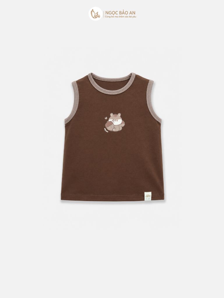 [NGỌC BẢO AN KIDS] Bộ sát nách thể thao cotton co giãn 4c nâu (1-3 tuổi)