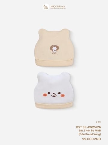 [M&B] Set 2 nón bo cotton gấu bread vàng