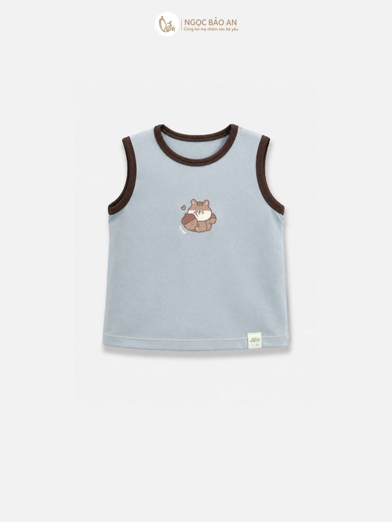 [NGỌC BẢO AN KIDS] Bộ sát nách thể thao cotton co giãn 4c xám (1-3 tuổi)