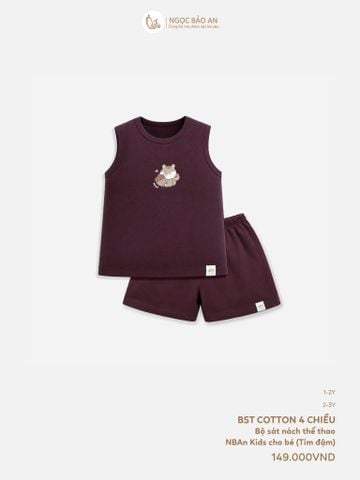 [NGỌC BẢO AN KIDS] Bộ sát nách thể thao cotton co giãn 4c tím đậm (1-3 tuổi)