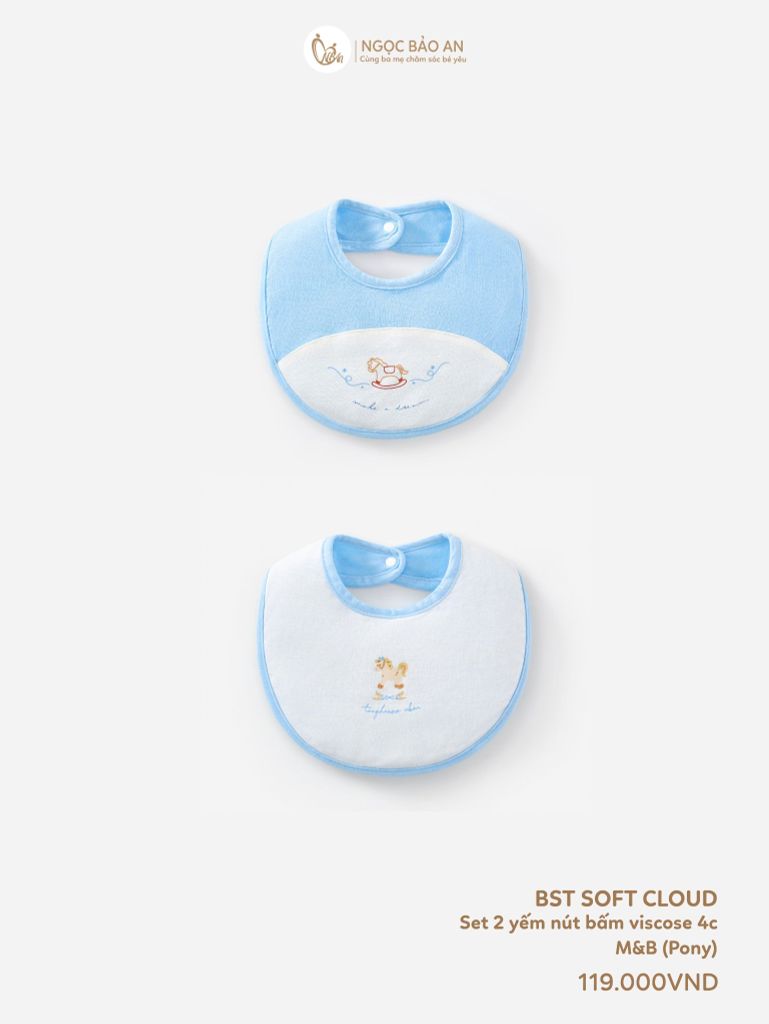 [M&B] Set 2 yếm nút sơ sinh rayon Pony (NB-24m) [CBSSRAYON]