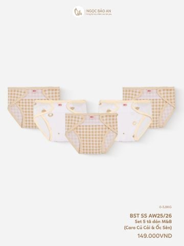 [M&B] Tã dán sơ sinh cotton caro gấu cooking