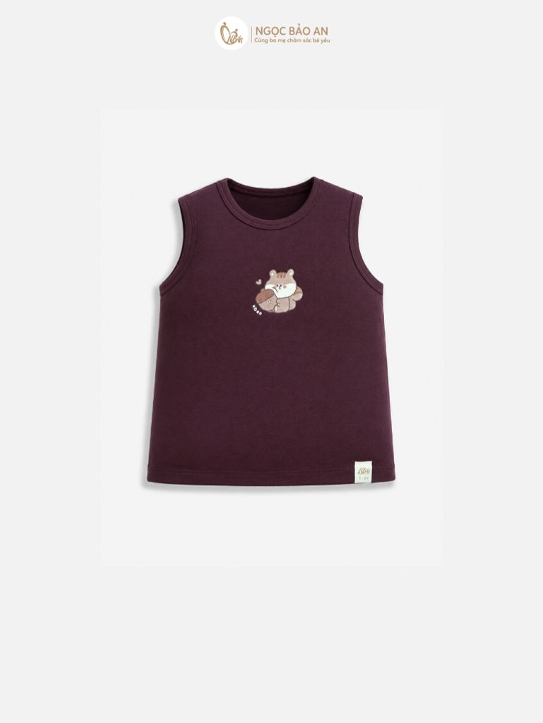 [NGỌC BẢO AN KIDS] Bộ sát nách thể thao cotton co giãn 4c tím đậm (1-3 tuổi)