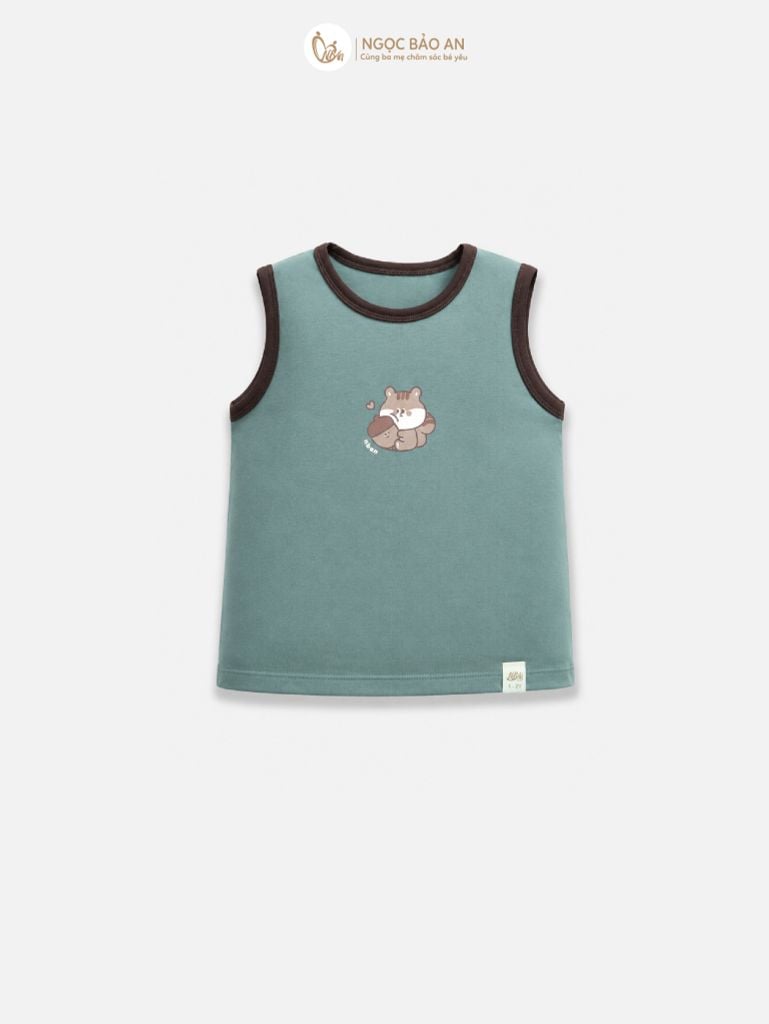 [NGỌC BẢO AN KIDS] Bộ sát nách thể thao cotton co giãn 4c xanh ghi (1-3 tuổi)