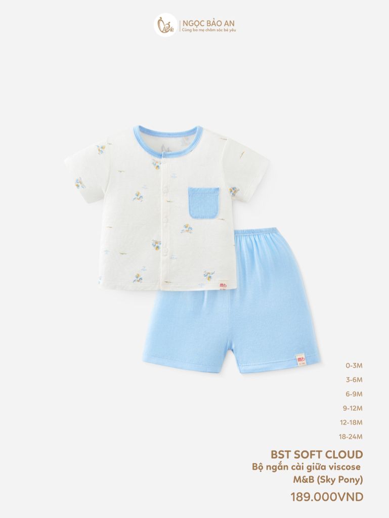 [M&B] Bộ tay ngắn cài giữa Sky Pony (NB-24m) [CBSSVISCOSE]