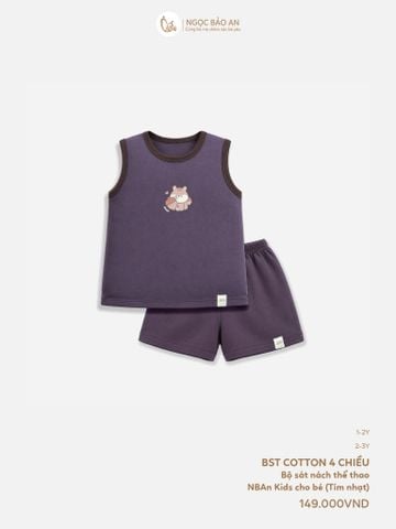[NGỌC BẢO AN KIDS] Bộ sát nách thể thao cotton co giãn 4c tím nhạt  (1-3 tuổi)