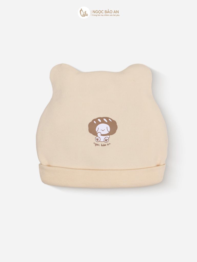 [M&B] Set nón bao tay chân bo cotton sơ sinh gấu bread vàng