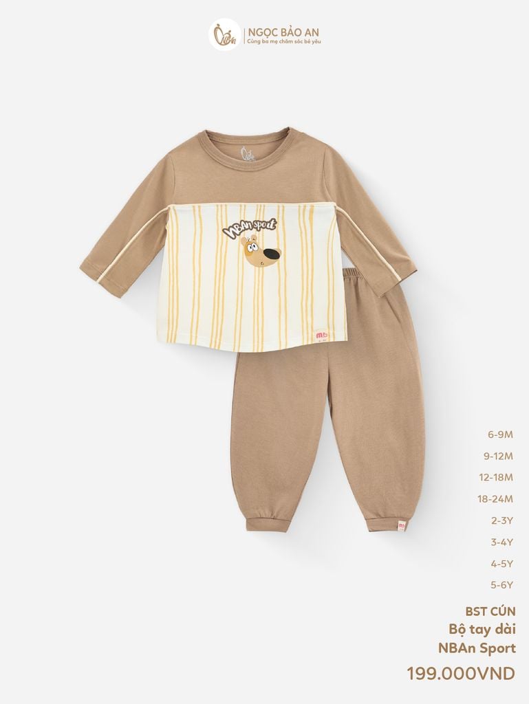 [M&B] BST CÚN: Bộ quần áo dài tay cotton NBAn sport