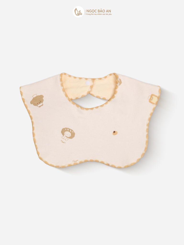 [M&B] Set 2 yếm nút cotton gấu bread vàng