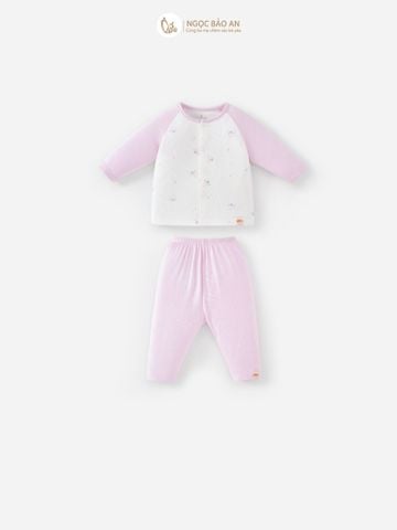 [M&B] CB1: Bộ dài tay cài giữa + set nón chóp bao tay chân bo Ong Tím (NB-3m)