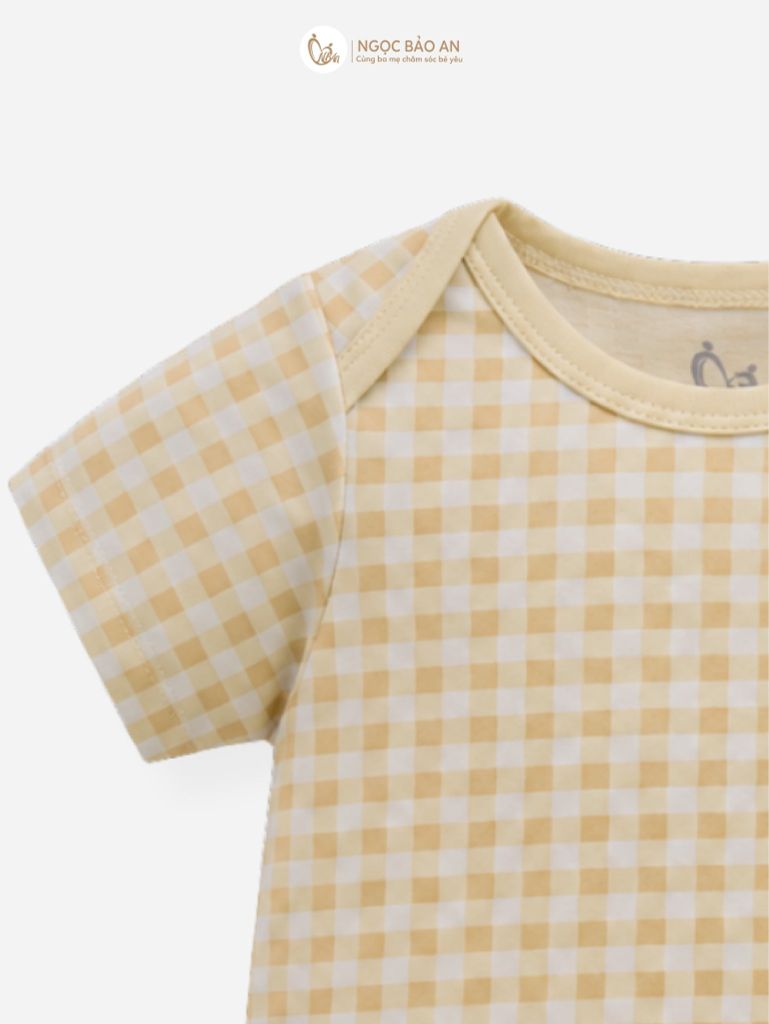 [M&B] Bodychip tay ngắn cotton caro vàng