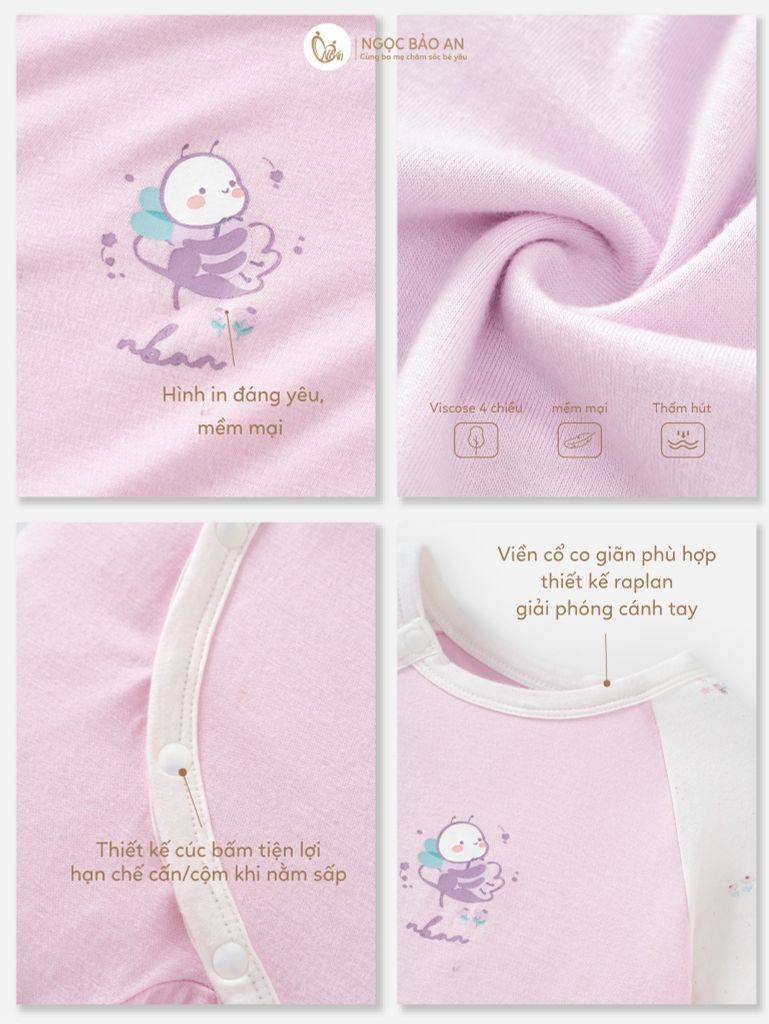 [M&B] CB2: Set bodysuit dáng dài + body đùi tay ngắn + bodychip tay ngắn Ong Tím (NB-3m)