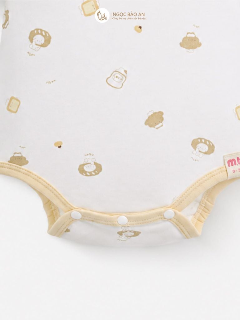 [M&B] Bodychip tay ngắn cotton gấu cooking vàng