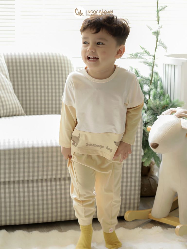[M&B] BST CÚN: Bộ quần áo dài tay cotton M&B (Sausage Dog)