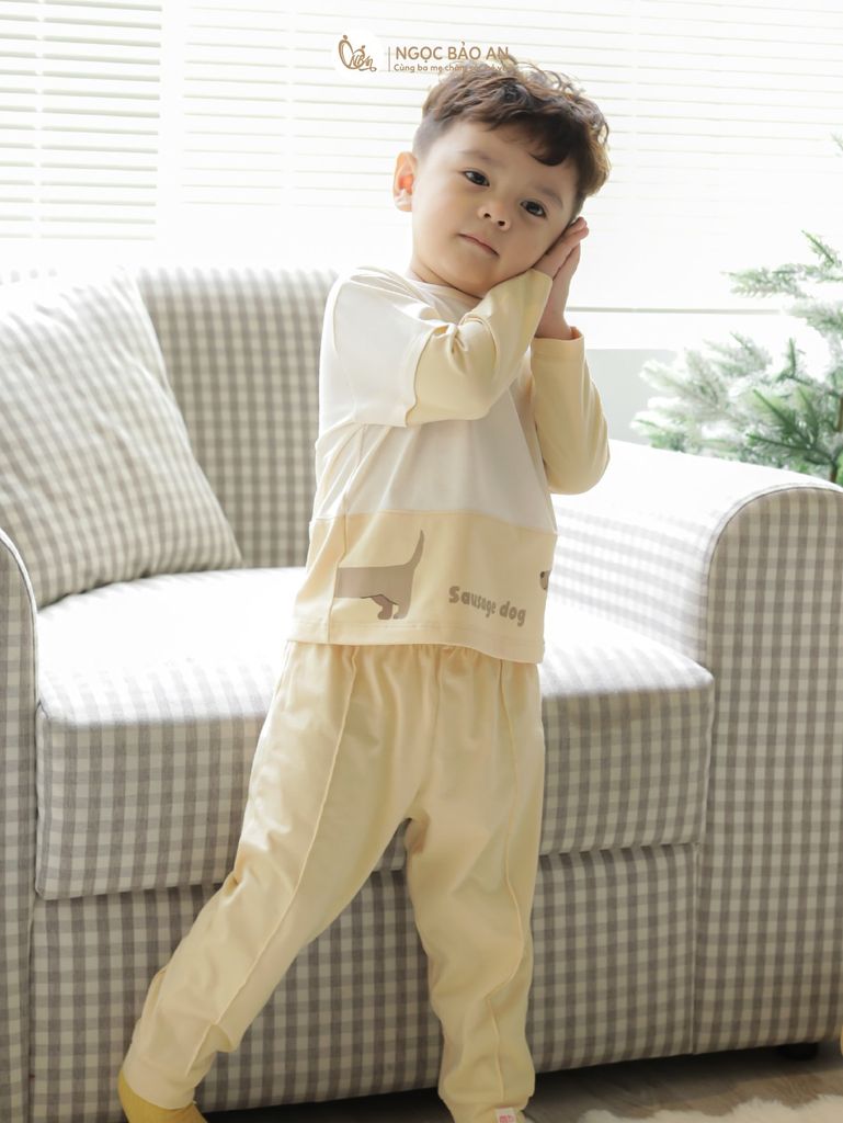 [M&B] BST CÚN: Bộ quần áo dài tay cotton M&B (Sausage Dog)