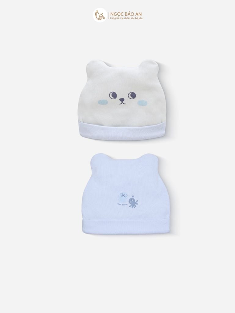 [M&B] Set 2 nón bo cotton rùa và bạch tuộc xanh