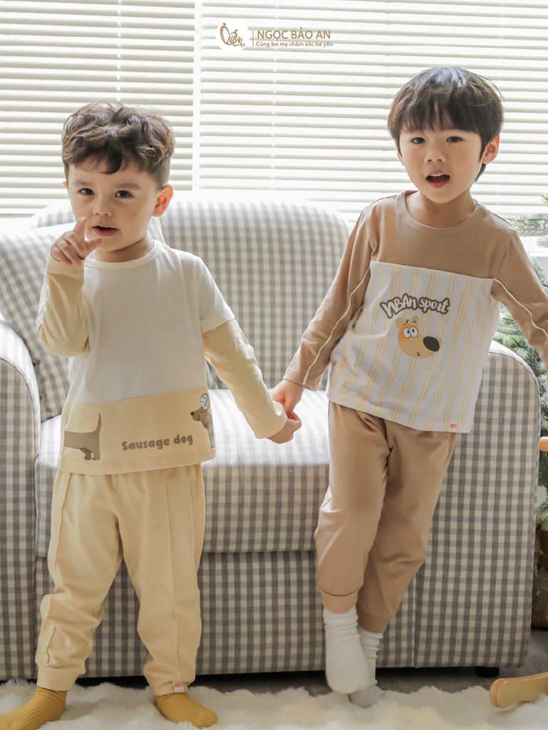 [M&B] BST CÚN: Bộ quần áo dài tay cotton M&B (Sausage Dog)