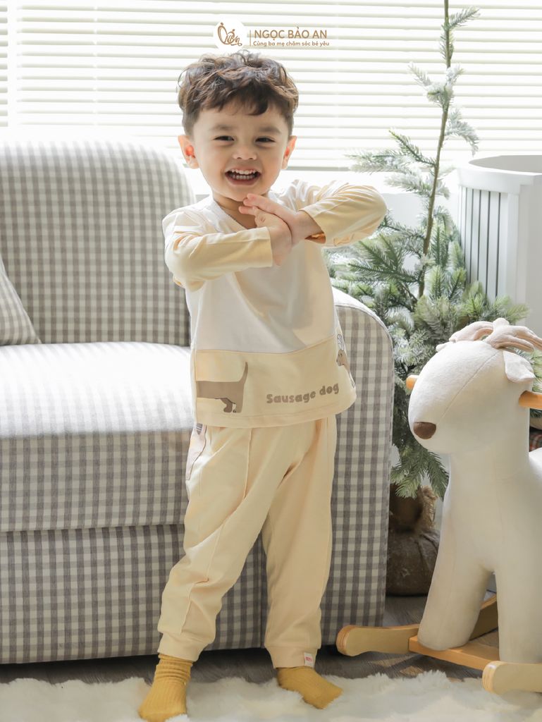 [M&B] BST CÚN: Bộ quần áo dài tay cotton M&B (Sausage Dog)