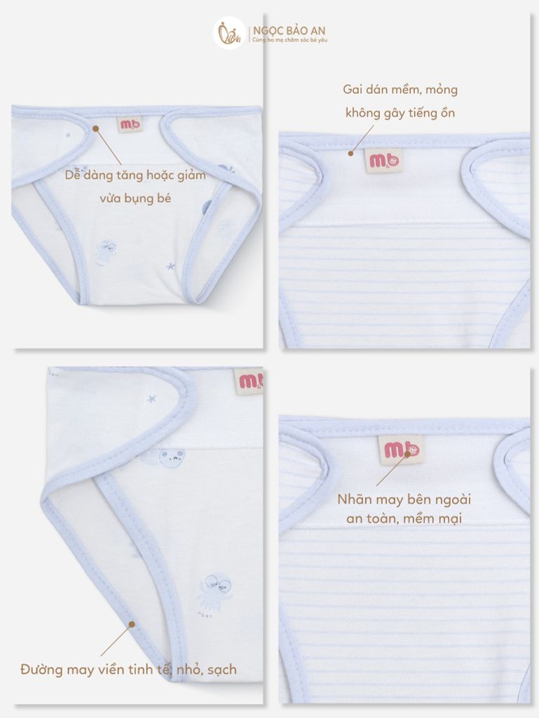 [M&B] Tã dán sơ sinh cotton sọc rùa và bạch tuộc xanh