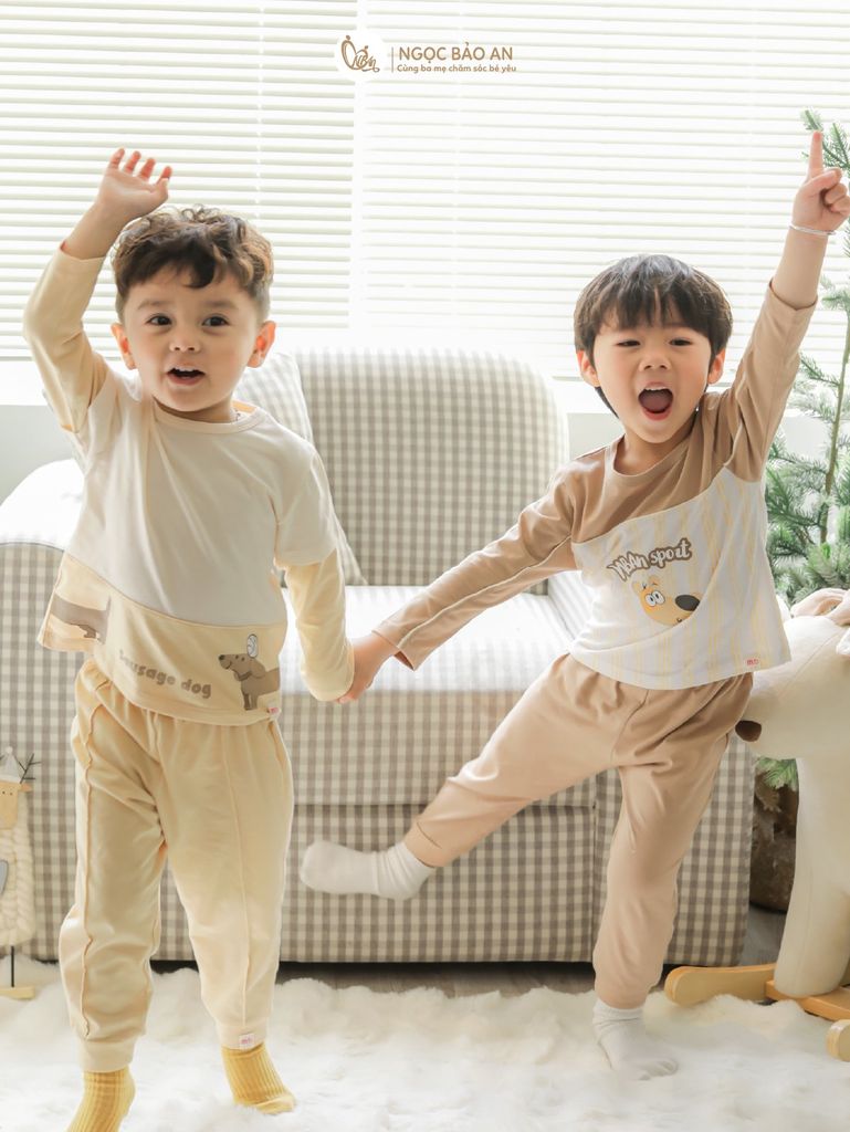 [M&B] BST CÚN: Bộ quần áo dài tay cotton M&B (Sausage Dog)