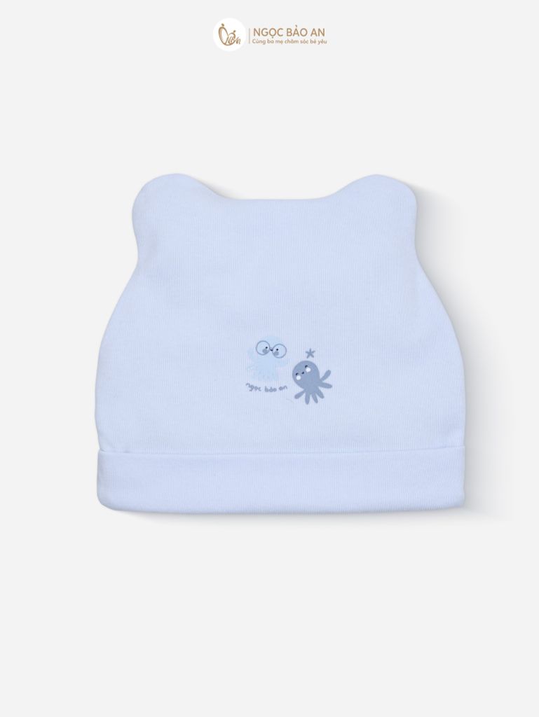 [M&B] Set nón bao tay chân thun cotton sơ sinh bạch tuộc xanh