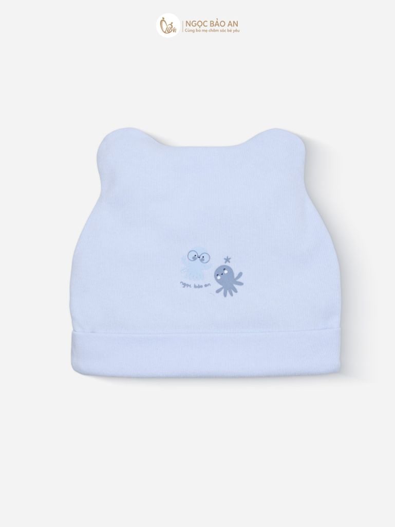 [M&B] Set nón bao tay chân bo cotton sơ sinh bạch tuộc xanh