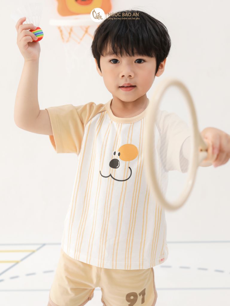 [M&B} BST CÚN: Bộ tay ngắn thể thao cotton M&B (Cún Sọc 91)