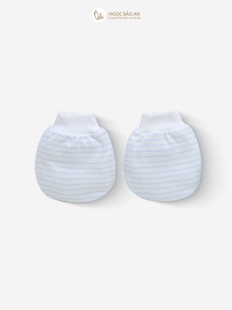 [M&B] Bộ bao tay chân bo cotton sơ sinh họa tiết Sọc Xanh
