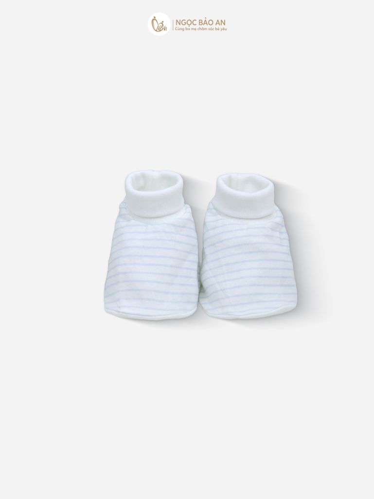 [M&B] Bộ bao tay chân bo cotton sơ sinh họa tiết Sọc Xanh