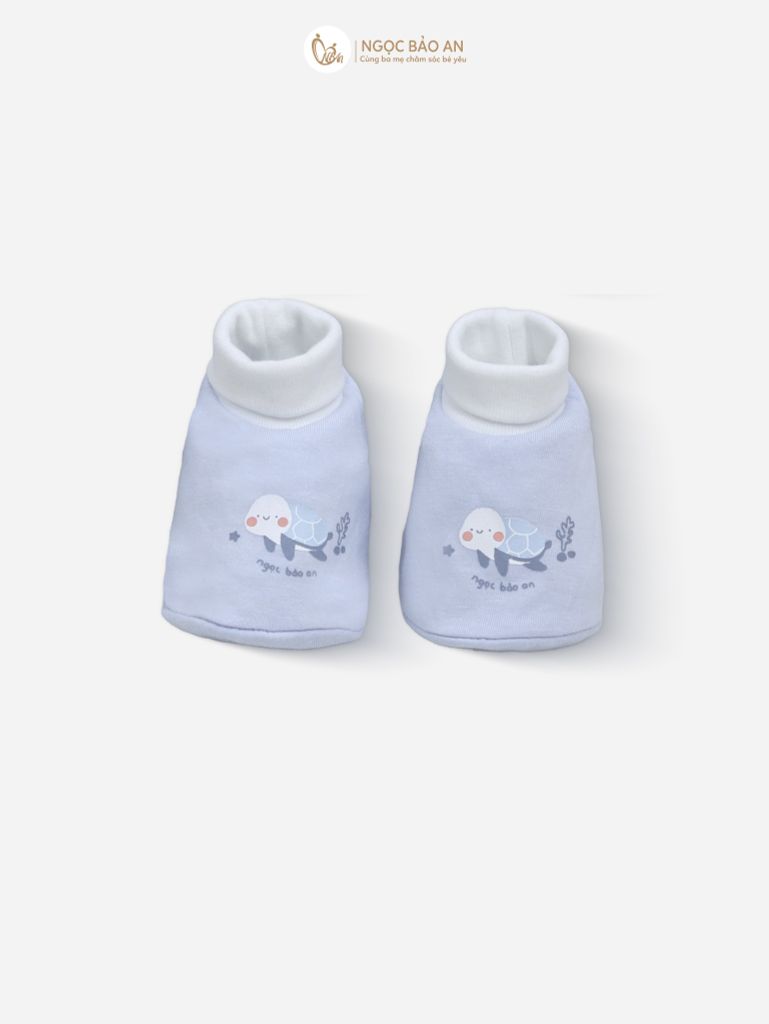 [M&B] Bộ bao tay chân bo cotton sơ sinh họa tiết Rùa Xanh