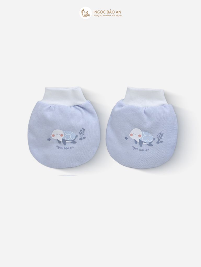 [M&B] Bộ bao tay chân bo cotton sơ sinh họa tiết Rùa Xanh