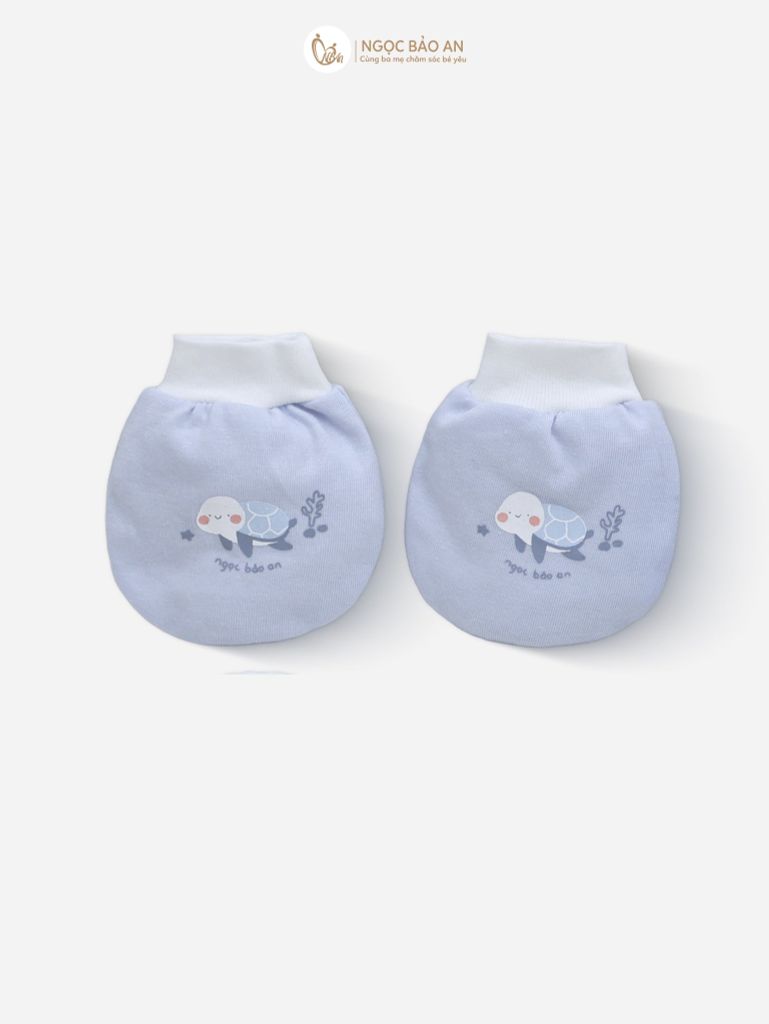 [M&B] Set nón bao tay chân bo cotton sơ sinh rùa xanh